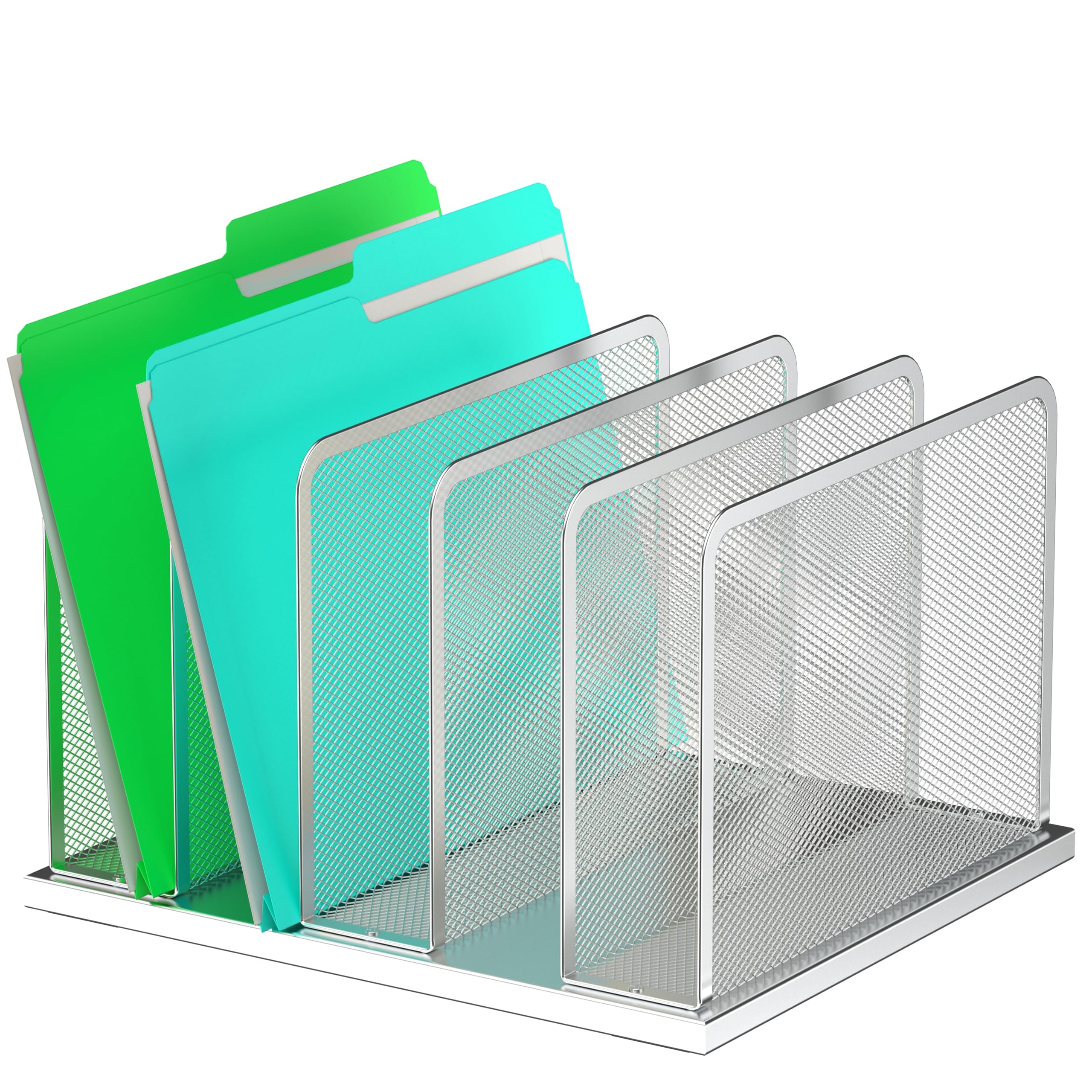 Silver Mesh Five-Slot Document Sorter
