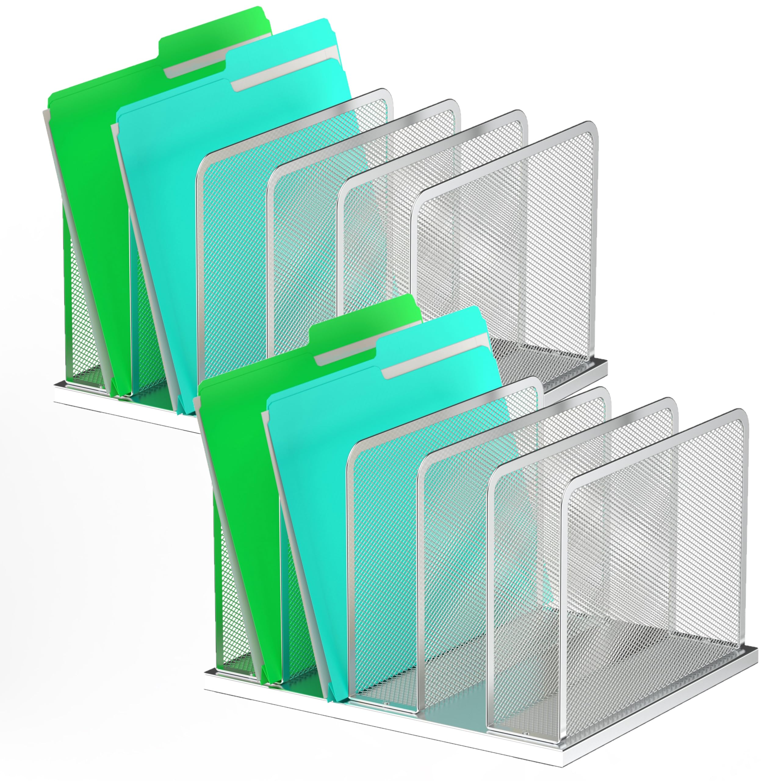 Silver Mesh Five-Slot Document Sorter