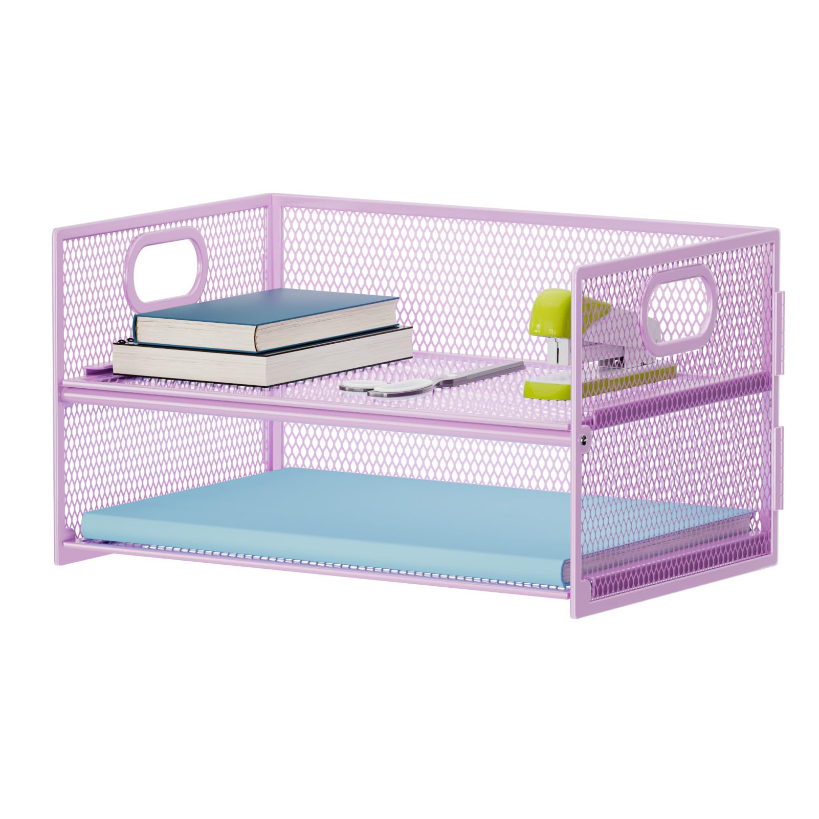 Sleek Black Mesh Two-Tier Desk Organizer