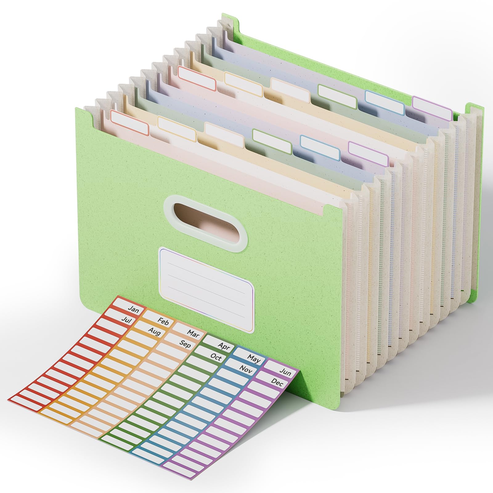 Elegant Vertical File Organizer with A-Z Index, Green
