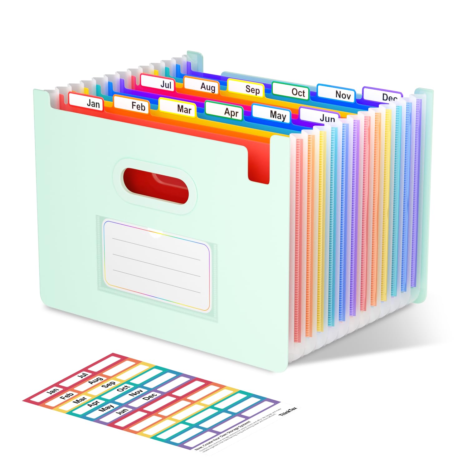 Elegant Vertical File Organizer with A-Z Index, Green