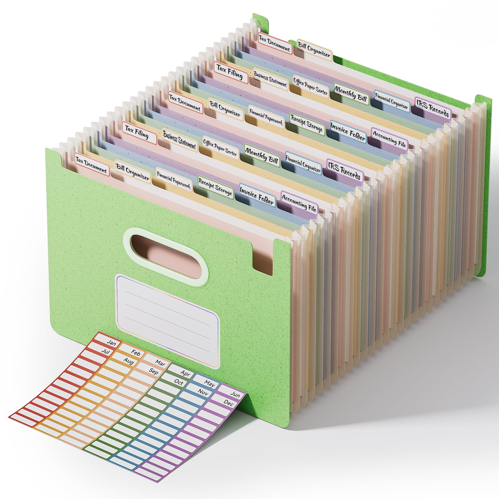 Elegant Vertical File Organizer with A-Z Index, Green