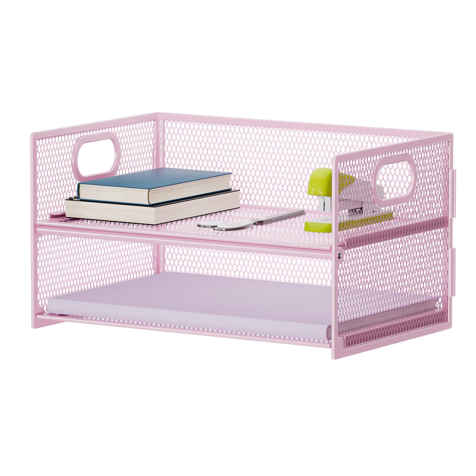 Sleek Black Mesh Two-Tier Desk Organizer
