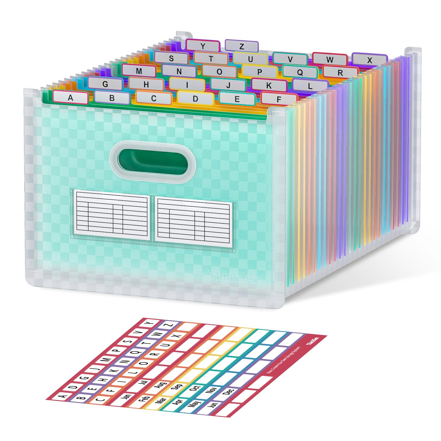 Elegant Vertical File Organizer with A-Z Index, Green