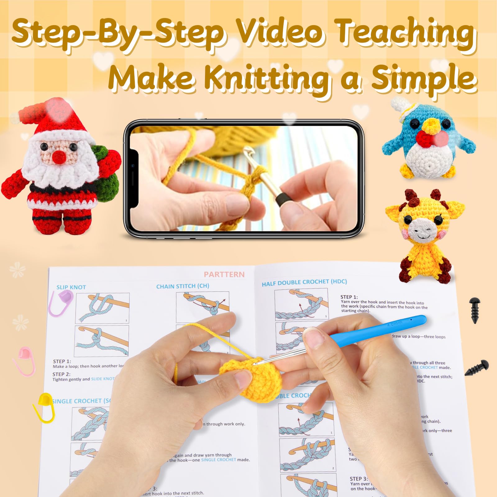 Charming Animal Crochet Kit with Guided Tutorials