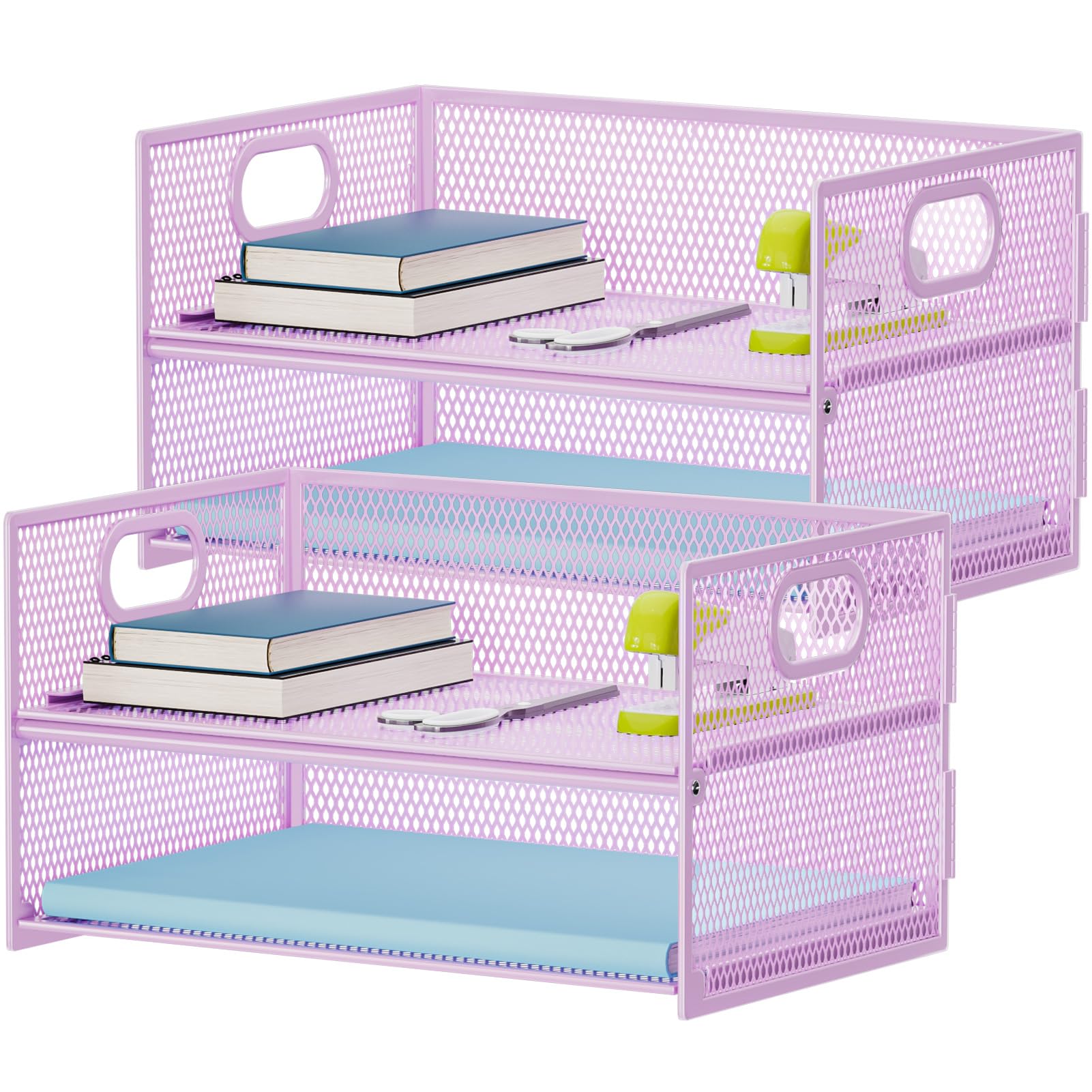 Sleek Black Mesh Two-Tier Desk Organizer